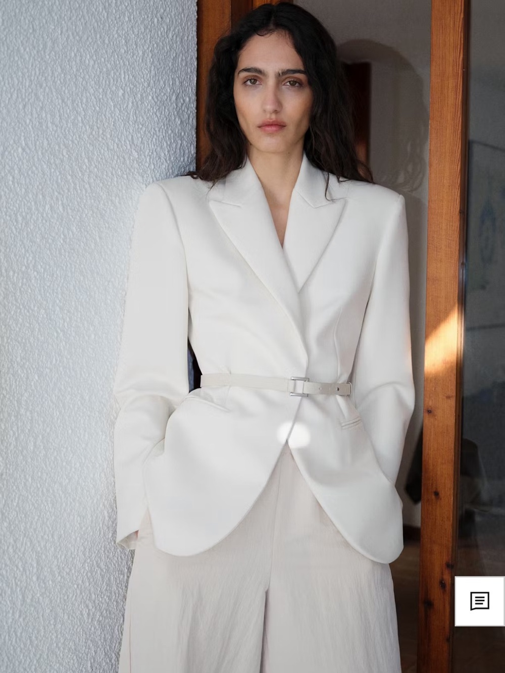 Mango Ivory Belted Blazer Jacket